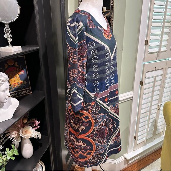 LULU H Paris Boho Floral pattern Sweater Dress Size Large - Picture 6 of 13